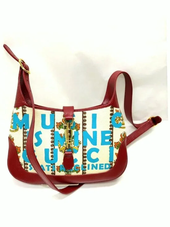 Authentic Gucci Jackie 1961 Floral Canvas Small Shoulder Bag Red Leather Trim - Picture 2 of 16